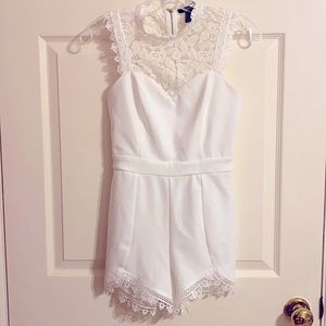 Beautiful White Lace Trimmed Romper